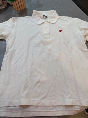Comme des Garçons PLAY White Polo with Red Heart Emblem